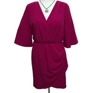 Lisa & Lucy NWT Hot Pink Blouson Kimono Sleeves Mini Dress Women M